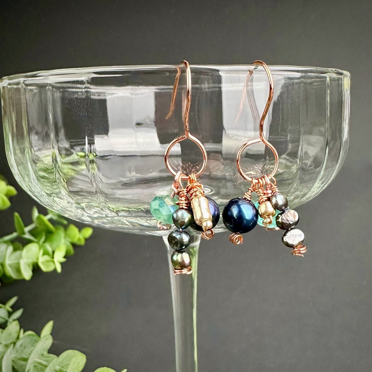 Beaded Modern Cluster Earrings - Agate, Jasper, Glass and Pearl | Red & Green Christmas Bauble Earrings Summer Spring Vacation Honeymoon|