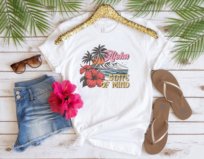 Aloha State of Mind, Retro Summer Tee, Ladies Relaxed fit