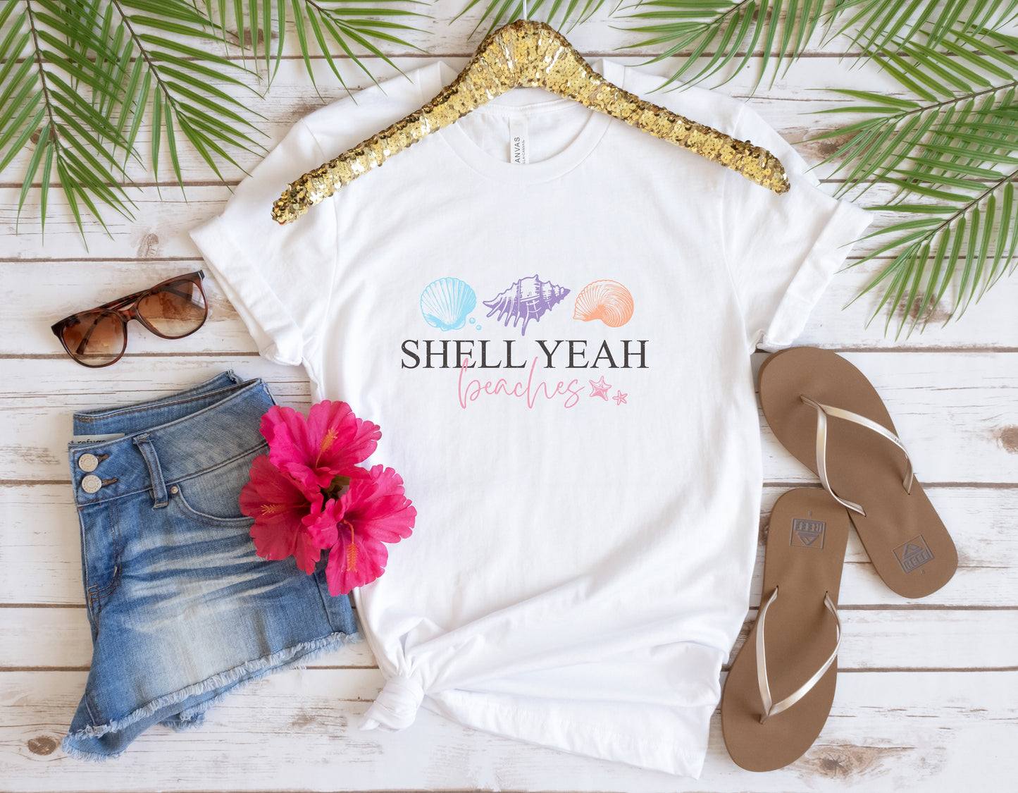 Shell Yeah Beaches, Retro Summer Tee, Ladies Relaxed fit