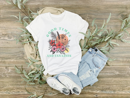 Good Time and Tan Lines, Retro Summer Tee, Ladies Relaxed fit