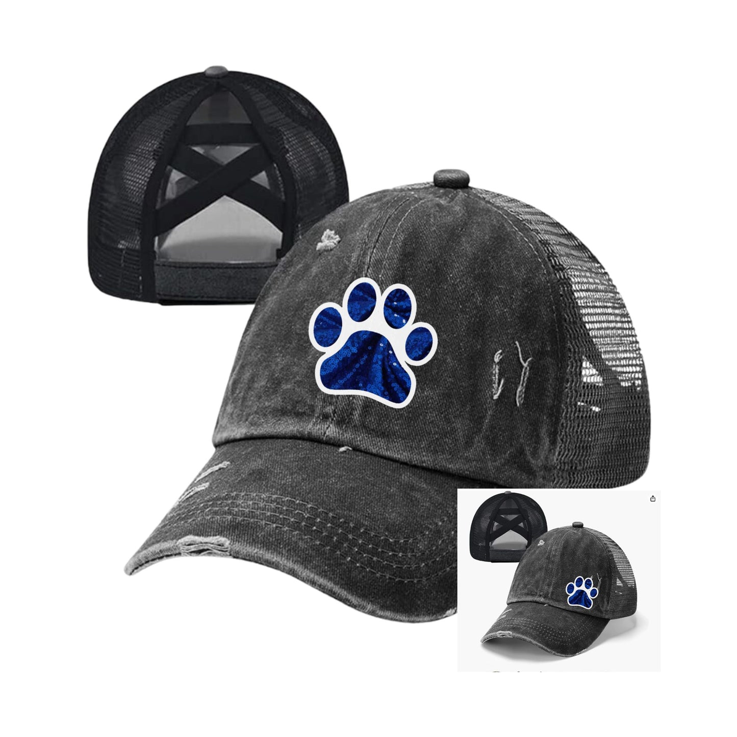 Ladies Ponytail Bulldogs Baseball Cap with Sequin