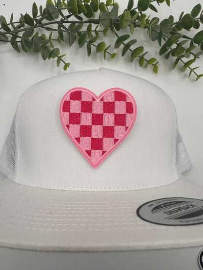 Checkered Heart Patches- Iron On VARIOUS COLORS