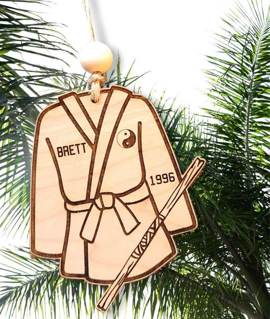 Personalized Karate Gi Christmas Or ament - custom belt color avaiable