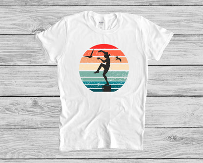 Retro Sunset Crane Kick Unisex T-Shirt, Youth + Adult Sizes