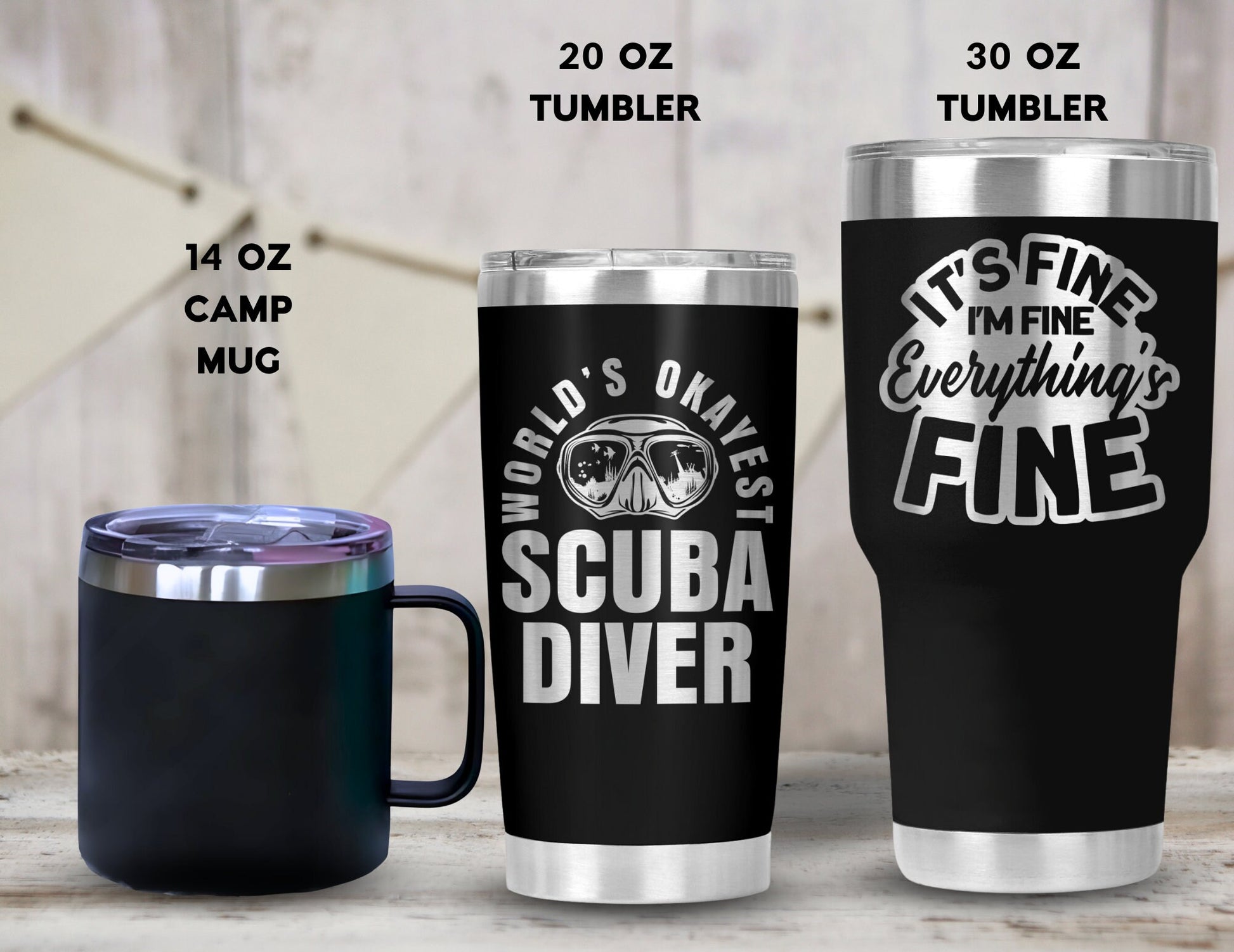 Dive Life 20oz Tumbler w/ Lid - Coral Reef & Turtle Design, Gift for SCUBA Divers - Great for Christmas, Keep Drinks Cold Between Dives
