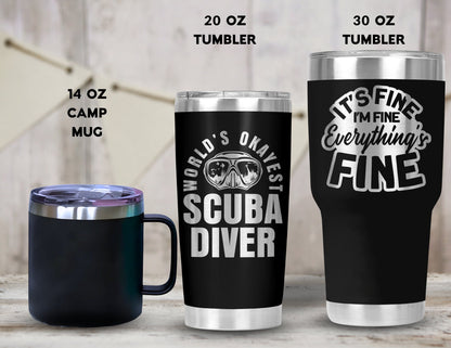 Dive Life 20oz Tumbler w/ Lid - Coral Reef & Turtle Design, Gift for SCUBA Divers - Great for Christmas, Keep Drinks Cold Between Dives