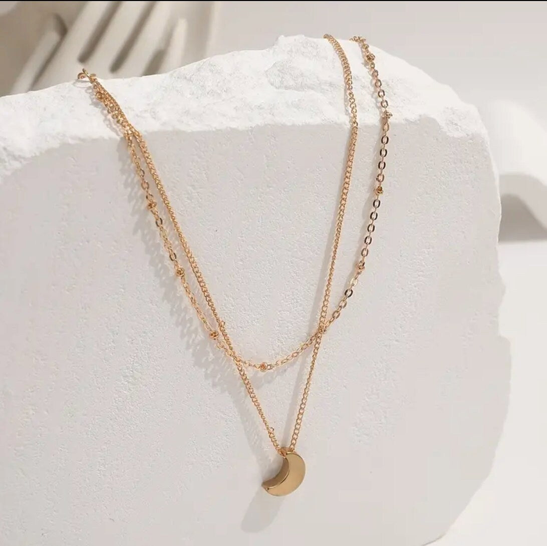 Custom Etched Moon Anklet, double layers 11.5 inches-Add names dates, Celestial- Love you to the moon and back Ankle Bracelet