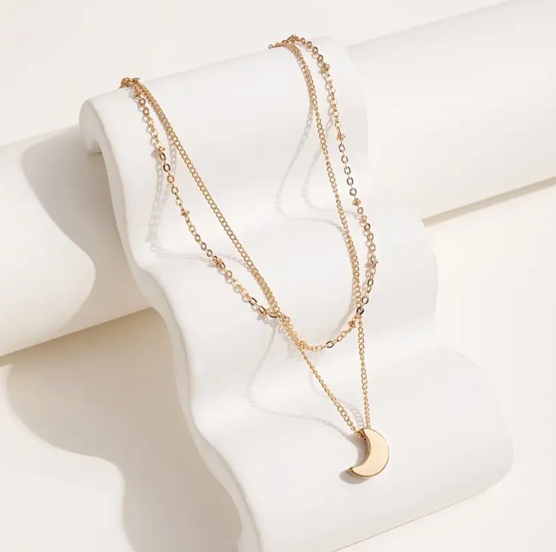 Custom Etched Moon Anklet, double layers 11.5 inches-Add names dates, Celestial- Love you to the moon and back Ankle Bracelet