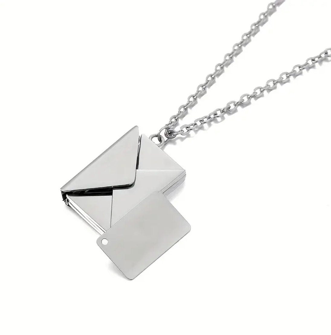 Envelope Message Etched Necklace with, Beautiful message inside in Gold, Silver or Rose Gold- Handwriting Thumbprint Jewelry, newlywed gift