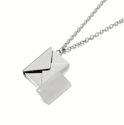 Envelope Message Etched Necklace with, Beautiful message inside in Gold, Silver or Rose Gold- Handwriting Thumbprint Jewelry, newlywed gift