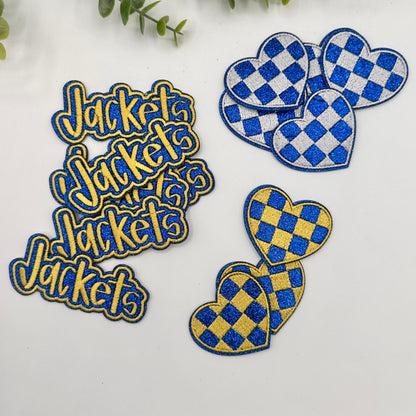 Embroidered School Mascot Glitter Iron-On Patch CUSTOM