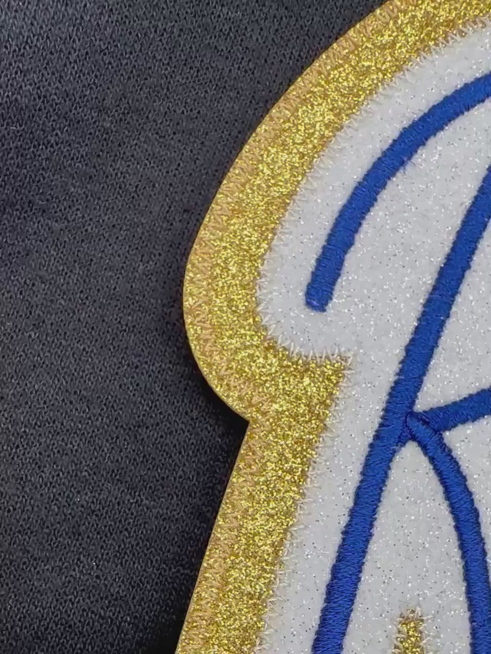 Deluxe Custom Glitter 10.5” Double Layer School Mascot Embroidered Iron-on Applique, Perfect for Team Hoodies and Letterman Jackets.