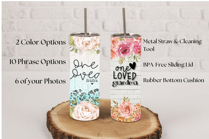 Customized Valentine's Day Gift for Nana, Mama, Stepmom, and Mema from Grandkids in Coral or Pastel. Photo tumbler for Mom from Kids