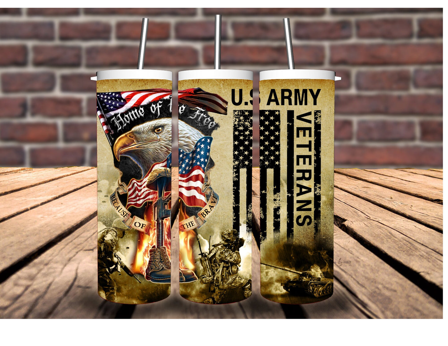 Patriotic Stainless Steel Tumbler - 20oz. Featuring Full-Color Second Amendment, Dont Tread on Me, Army Vet, and Constitution Designs.