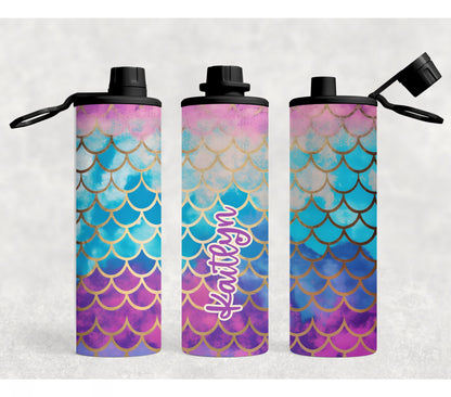 Personalized Kids water bottle for school-20 ounce screw on leak proof lid with dinosaur, mermaids, unicorns and fun 90’s styles
