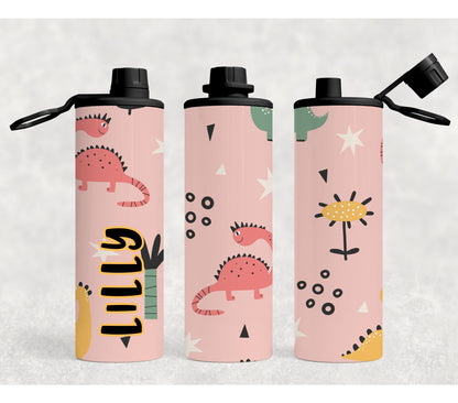 Personalized Kids water bottle for school-20 ounce screw on leak proof lid with dinosaur, mermaids, unicorns and fun 90’s styles