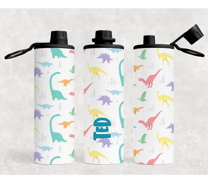 Personalized Kids water bottle for school-20 ounce screw on leak proof lid with dinosaur, mermaids, unicorns and fun 90’s styles