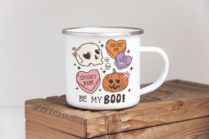 Retro  Halloween Coffee Mug -15oz w/ Bamboo Lid, 11oz or 12 oz Camp mug. Cute & Nostalgic 90's Style- Perfect Gift for your spooky Tea Lover