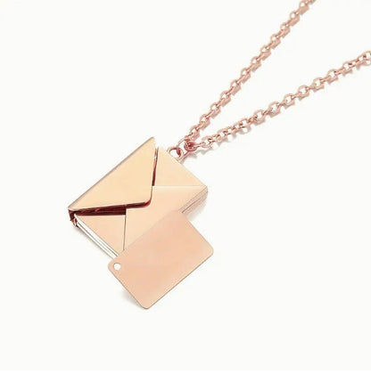 Envelope Message Etched Necklace with, Beautiful message inside in Gold, Silver or Rose Gold- Handwriting Thumbprint Jewelry, newlywed gift