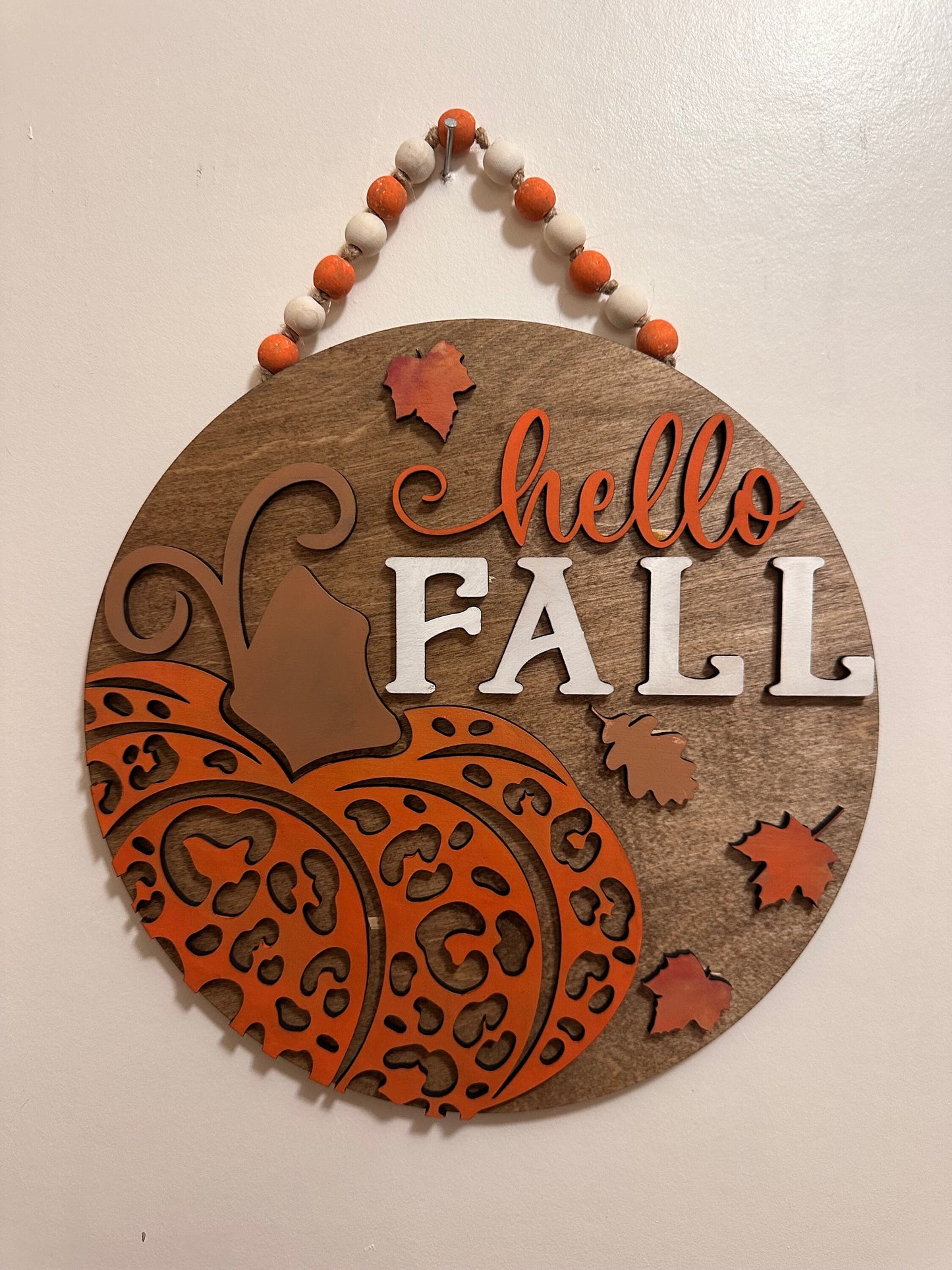 Hello fall round sign