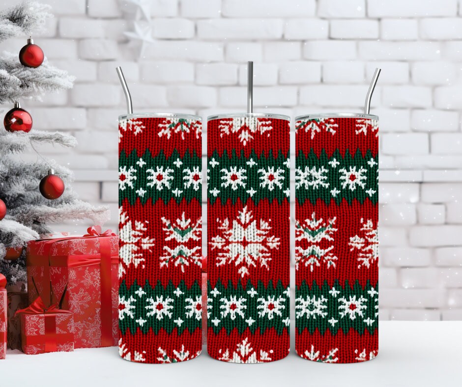 Cozy Christmas Tumblers - Festive Ugly Sweater Patterns for Warmth & Cheer