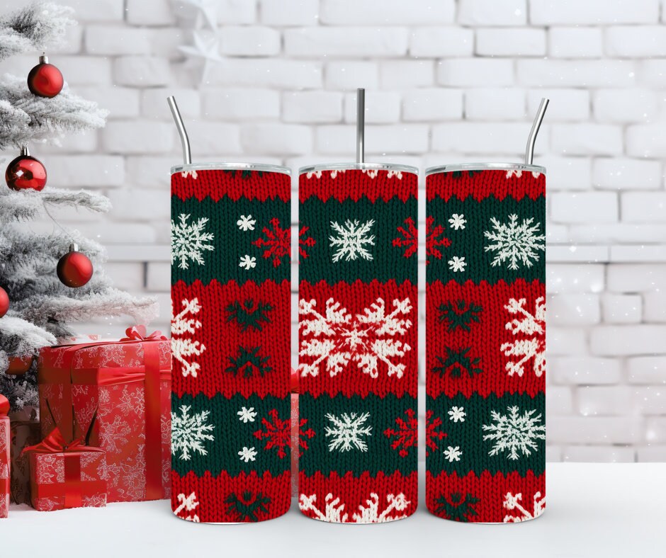 Cozy Christmas Tumblers - Festive Ugly Sweater Patterns for Warmth & Cheer