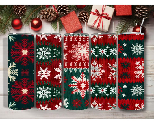 Cozy Christmas Tumblers - Festive Ugly Sweater Patterns for Warmth & Cheer